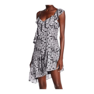 Parker Black and White Floral Ruffle One-Shoulder Sundress Size Large